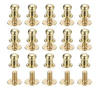 sourcing map 5mm Bola Cabeza Perno Remaches Tornillo Espalda, 15 Paquete Redondo Cabeza Botón Pezón Remache para Bricolaje Cuero Artesanía Bolso Cinturón, Claro Dorado