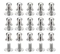 sourcing map 5mm Bola Cabeza Perno Remaches Tornillo Espalda, 15 Paquete Redondo Cabeza Botón Pezón Remache para Bricolaje Cuero Artesanía Bolso Cinturón, Plateado Tono