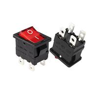 sourcing map 5Pcs AC12A/125V 10A/250V DPST 4P Interruptor Basculante De 2 Posiciones I/O De Luz Led Roja De Barco