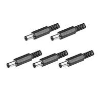 sourcing map 5uds DC Macho Conector 5.5mm x 2.5mm x 9mm Corriente Cable Enchufe Adaptador Negro
