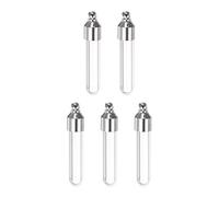 sourcing map 5uds Nombre Arroz Vidrio Frasco Colgante 6mm Ancho Redondo Inferior Tubo Forma Tornillo Tapa Colgante Transparente Vial para Líquido Arena Cenizas DIY Colgante Artesanía