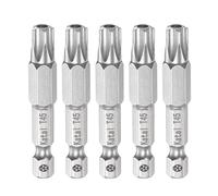 sourcing map 5uds T45 Estrella 5 Puntos Puntas de Destornillador 1/4" Hexagonal Vástago 2" Longitud Magnético Seguridad Torx Cabeza Tornillo Destornillador