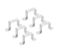 sourcing map 6 abrazaderas cuadradas para tuberías, 45 x 45 mm, acero | Abrazadera de correa de tubo en forma de U, soporte de conector de hebilla de tubo cuadrado de 3 agujeros para manguera de