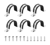 sourcing map 6 abrazaderas de cable de 42 mm, acero inoxidable 304 con revestimiento de goma aislado, correa de tubo con tornillos M4 x 20 mm para instalación de cables de manguera de tubo, color