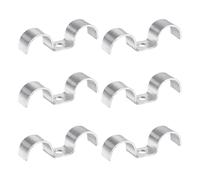 sourcing map 6 abrazaderas de doble línea de acero inoxidable de 20 mm / 13/16 pulgadas, clip de montaje en forma de M para tuberías de combustible de freno, instalación de cables, color plateado