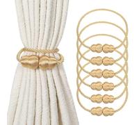 sourcing map 6 alzapaños magnéticos para cortinas, elegantes alzapaños de cortina de tejido decorativo para ventana, para decoración del hogar, dormitorio, sala de estar, oficina, color dorado