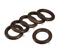 sourcing map 6 anillos de madera para cortinas, gancho de anillo de madera de 2.75 pulgadas con ojo de tornillo para barra de cortina, nogal