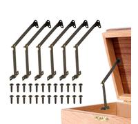 sourcing map 6 bisagras plegables de soporte de tapa, bisagras giratorias de 180 grados de 4.3 pulgadas, bisagra de hierro para armario, joyero de madera, estante de almacenamiento, tono bronce