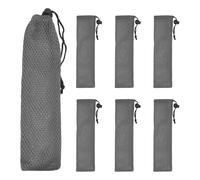 sourcing map 6 bolsas de transporte con pajita, funda portátil para cubiertos, palillos, bolsa de utensilios para el hogar, viajes, almacenamiento al aire libre, tenedor, cuchara, palillos, S y gris