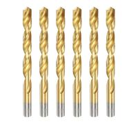 sourcing map 6 brocas helicoidales de titanio de 27/64 pulgadas de diámetro de perforación de acero de alta velocidad para metal endurecido, acero inoxidable, hierro fundido, madera, plástico