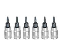 sourcing map 6 brocas Torx de 1/4 pulgadas T10 S2 de acero con cabeza de estrella de acero CR-V, adaptador de enchufe de acero para reparación de tuercas hexagonales de eje automático en el hogar