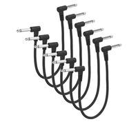 sourcing map 6 cables de conexión de guitarra de 10 pulgadas, cable de placa de pedal de inyección de 1/4 pulgadas, cabeza redonda, TS en ángulo recto, cable de efecto de parche de guitarra para