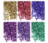 sourcing map 6 Colores Aplastado Vidrio Chips, 1-4mm Irregular Brillo Metálico Vidrio para Artesanía Bricolaje Joyería Jarrón Relleno Epoxi Resina Decoración 28g Púrpura Color Serie