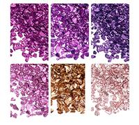 sourcing map 6 Colores Aplastado Vidrio Chips, 1-4mm Irregular Brillo Metálico Vidrio para Artesanía Bricolaje Joyería Jarrón Relleno Epoxi Resina Decoración 28g Rosa Color Serie