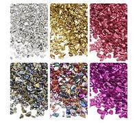 sourcing map 6 Colores Aplastado Vidrio Chips, 1-4mm Irregular Brillo Metálico Vidrio para Artesanía Bricolaje Joyería Jarrón Relleno Epoxi Resina Decoración 28g Colorido Color Serie