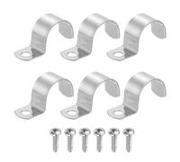 sourcing map 6 correas rígidas de tubo de 27 mm con un agujero, abrazadera de conducto de acero inoxidable 304, soporte en U grueso, abrazadera de tubo resistente con tornillos autorroscantes para