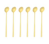 sourcing map 6 cucharas agitadoras de té de 7 pulgadas (17 cm), cuchara redonda de acero inoxidable 410 con asas largas para espresso, azúcar, postre, cereales, helado, cóctel, cafetería, accesorios