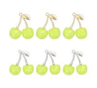 sourcing map 6 dijes de cereza de 30 x 28 mm, acrílicos, diseño de cerezas en 3D, decoración para hacer joyas, aretes, collares, pulseras, manualidades, color verde transparente