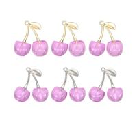 sourcing map 6 dijes de cereza de 30 x 28 mm, acrílicos, diseño de cerezas en 3D, decoración para hacer joyas, aretes, collares, pulseras, manualidades, color rosa transparente