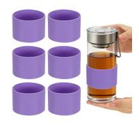 sourcing map 6 fundas de silicona para tazas, 7 cm, resistente al calor, reutilizable, antideslizante, protector de botella de vidrio para café, té, bebidas frías y calientes, vasos de viaje, color