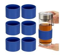 sourcing map 6 fundas de silicona para tazas, 7 cm, resistente al calor, reutilizable, antideslizante, protector de botella de vidrio para café, té, bebidas frías y calientes, vasos de viaje, color