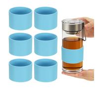sourcing map 6 fundas de silicona para tazas, 7 cm, resistente al calor, reutilizable, antideslizante, protector de botella de vidrio para café, té, bebidas frías y calientes, vasos de viaje en casa