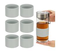 sourcing map 6 fundas de silicona para tazas, 7 cm, resistente al calor, reutilizable, antideslizante, protector de botella de vidrio para café, té, bebidas frías y calientes, vasos de viaje, color