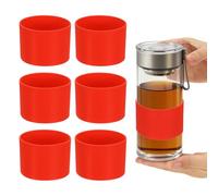 sourcing map 6 fundas de silicona para tazas, 7 cm, resistente al calor, reutilizable, antideslizante, protector de botella de vidrio para café, té, bebidas frías y calientes, vasos de viaje, color