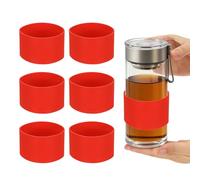 sourcing map 6 fundas de silicona para tazas, 8,5 cm, resistente al calor, reutilizable, antideslizante, protector de botella de vidrio para café, té, bebidas frías y calientes, vasos de viaje en casa