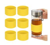 sourcing map 6 fundas de silicona para tazas, 8,5 cm, resistente al calor, reutilizable, antideslizante, protector de botella de vidrio para café, té, bebidas frías y calientes, tazas de viaje en casa