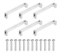 sourcing map 6 manijas de gabinete de cocina, 128 mm, centro de agujero central, tiradores de gabinete de aleación de zinc, manija de cajón con tornillos para armario, tocador, armario, color plateado