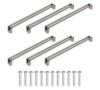 sourcing map 6 manijas de gabinete de cocina, 192 mm, centro de agujero central, tiradores de gabinete de aleación de zinc, manija de cajón con tornillos para armario, tocador, armario, color gris