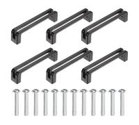 sourcing map 6 manijas de gabinete de cocina, 3-3/4 pulgadas (96 mm) con agujero central de aleación de zinc, tiradores de cajón con tornillos para armario, tocador, armario, color negro mate