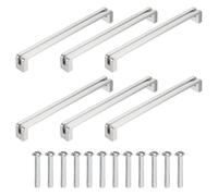 sourcing map 6 manijas de gabinete de cocina, 7-1/2 pulgadas (192 mm) con agujero central de aleación de zinc, tiradores de cajón con tornillos para armario, tocador, armario, color plateado cepillado