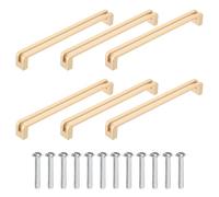 sourcing map 6 manijas de gabinete de cocina, 7-1/2 pulgadas (192 mm) con agujero central de aleación de zinc, tiradores de cajón con tornillos para armario, tocador, armario, color dorado