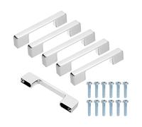 sourcing map 6 manijas de gabinete de cocina, aleación de zinc de 3.8 pulgadas (96 mm) centro de agujero de base ancha, tiradores de cajón con tornillos para armario, tocador, color plateado