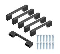 sourcing map 6 manijas de gabinete de cocina, aleación de zinc de 3.8 pulgadas (96 mm) centro de agujero de base ancha, tiradores de cajón con tornillos para armario, tocador, color negro