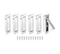 sourcing map 6 manijas de puerta de bolsillo, tirador de borde de puerta de acero inoxidable 304, herrajes de puerta de bolsillo para armario corredizo, hogar, oficina, hoteles, cepillado