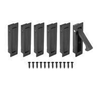 sourcing map 6 manijas de puerta de bolsillo, tirador de borde de puerta de acero inoxidable 304, herrajes de puerta de bolsillo para armario corredizo, hogar, oficina, hoteles, color negro