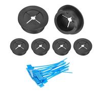 sourcing map 6 ojales para cable de cable, 32 mm, ojales de goma para escritorio, cubierta de agujero con bridas marcadas para protección de cables de oficina en casa, color negro