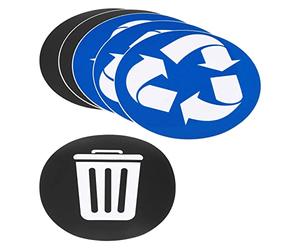 sourcing map 6 Paquetes Reciclar Pegatina - Hogar Basura Tarro Etiquetas, Vinilo y Lisa Superficie, Aplicar a Hogar/Cocina/Oficina/Jardín Basura Papelera (5 Pulgadas, Blanco sobre Azul/Negro)