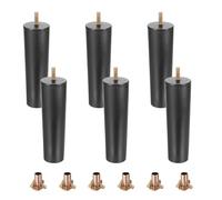 sourcing map 6 patas de plástico para muebles, 1.97 x 6.3 pulgadas, patas de sofá de repuesto con pernos de suspensión M8 para silla, sofá, tocador, gabinetes, cama, color negro