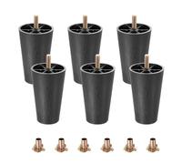 sourcing map 6 patas de plástico para muebles, 2.36 x 3.94 pulgadas, patas de sofá de repuesto con pernos de suspensión M8 para silla, sofá, tocador, gabinetes, cama, color negro