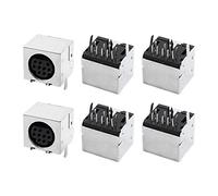 sourcing map 6 Piezas cáscara del Metal DIN 9 Pin Conector Hembra S-Video Adaptador Tomas