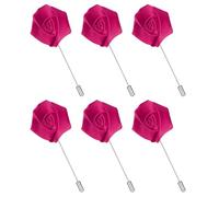 sourcing map 6 pines de solapa de rosa para hombre, broches de solapa de flores de satén, broche de seda para novio, negocios, boda, traje, accesorios, color rojo rosa