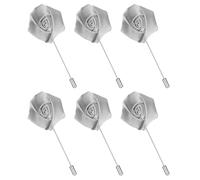 sourcing map 6 pines de solapa de rosa para hombre, broches de solapa de flores de satén, broche de seda para novio, negocios, boda, traje, accesorios, color gris plateado