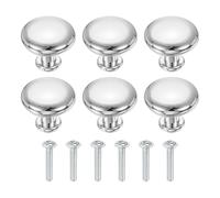 sourcing map 6 pomos de armario, 28 mm de diámetro, cromo pulido, perilla de cocina de bola redonda con tornillos para cocina, dormitorio, armario, tocador, color plateado