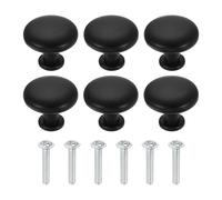 sourcing map 6 pomos de armario, 28 mm de diámetro, cromo pulido, perilla de cocina de bola redonda con tornillos para cocina, dormitorio, armario, tocador, color negro mate