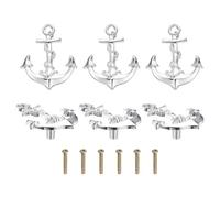 sourcing map 6 pomos de cajón de aleación de zinc con temática náutica, tiradores decorativos para cajones, pomos de muebles para armario, tocador, color plateado claro