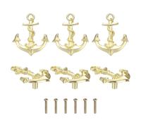 sourcing map 6 pomos de cajón de aleación de zinc con temática náutica, tiradores decorativos para cajones, pomos de muebles para armario, tocador, color dorado claro